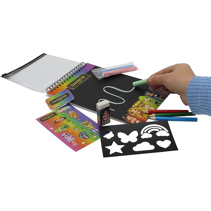 Rainbow High – Set de Papelería de 11 Piezas + Cuaderno Infantil | Material Escolar Completo para Niñas | Estuche Creativo con Accesorios de Escritura