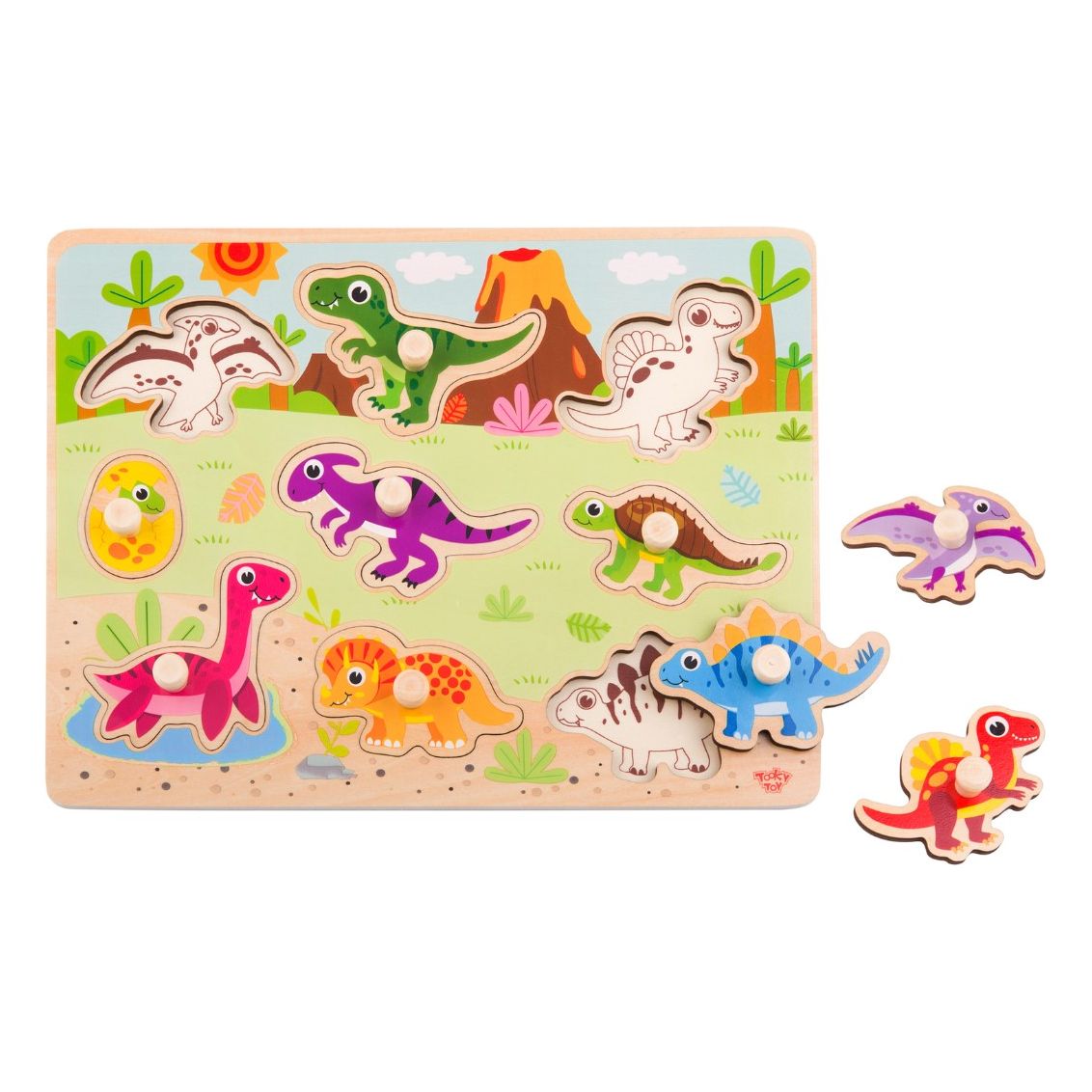 Juego de Encaje de Dinosaurios Juguete de Madera