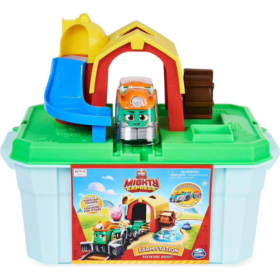 Mighty Express Farm Station Adventure Bucket de Spin Master – Juguete de Trenes y Granja