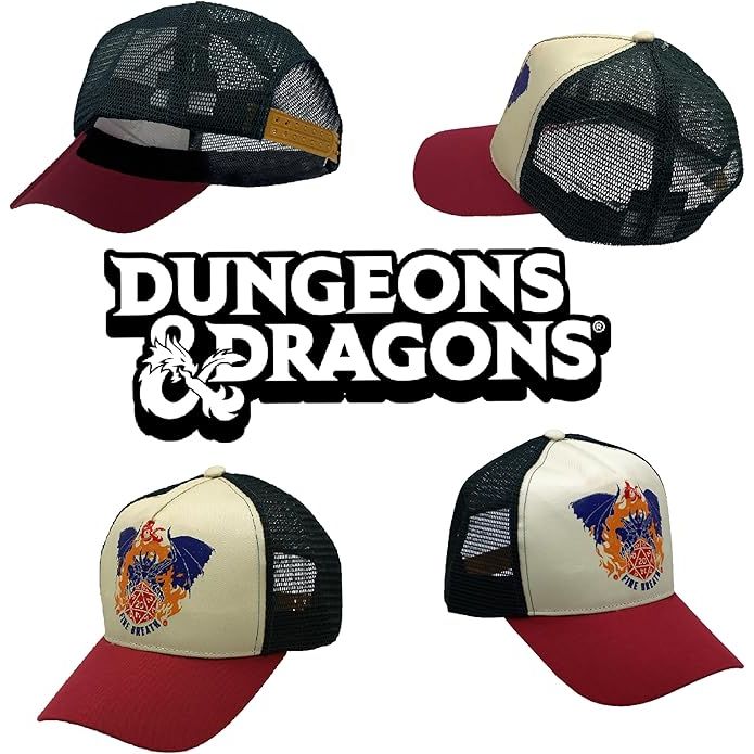 Gorra Dungeons & Dragons Dragon Trucker | Gorra Oficial Negra con Logo de Dragón | Accesorio Gamer y Friki | Estilo Retro Ajustable
