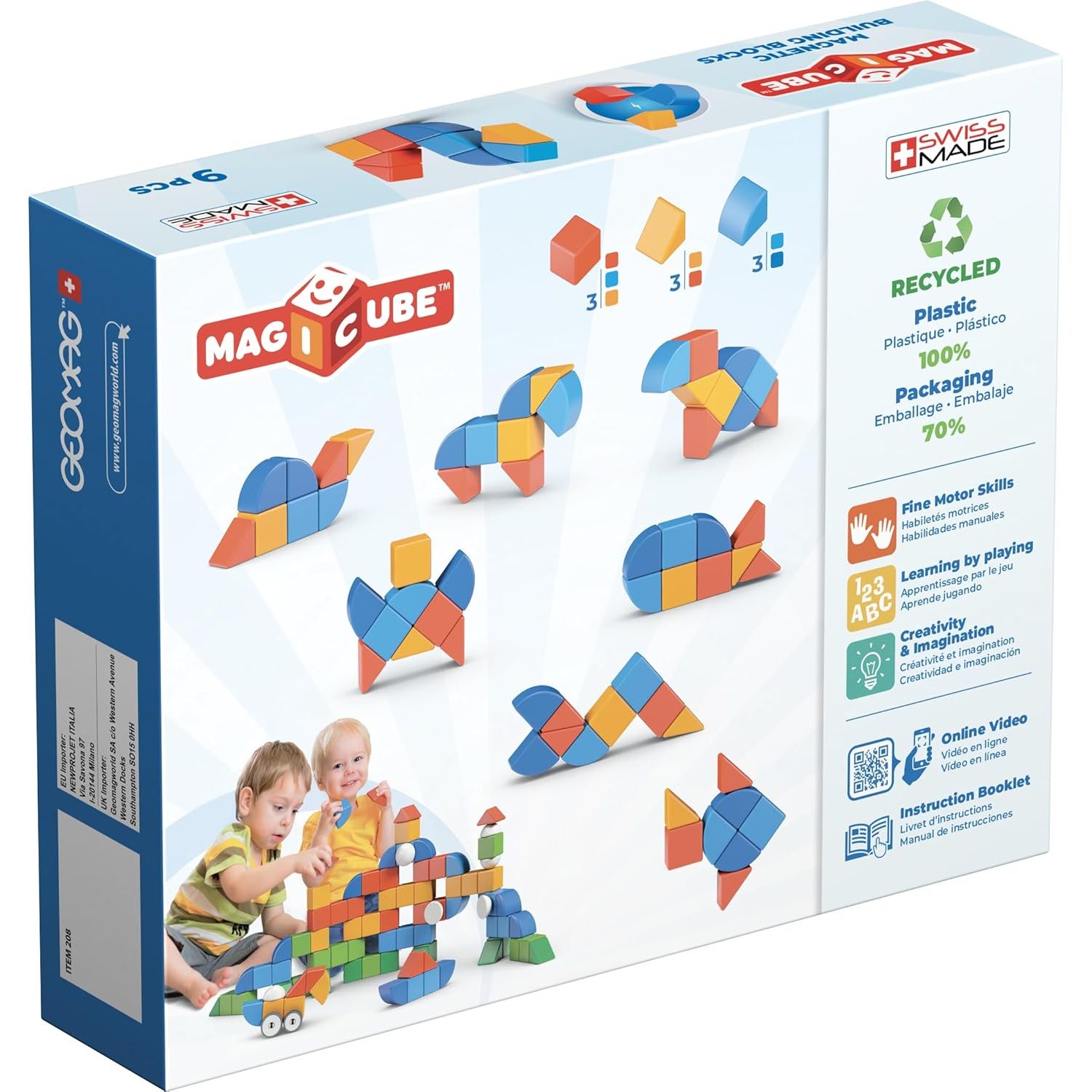 Geomag Magicube Animales – Set de 9 Piezas Magnéticas | Juguete Educativo para Niños