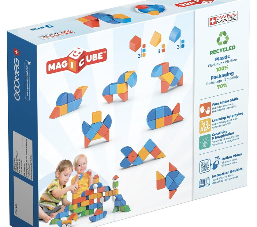 Geomag Magicube Animales – Set de 9 Piezas Magnéticas | Juguete Educativo para Niños