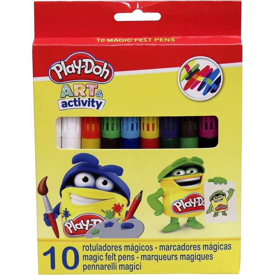 Pack Play-Doh: 12 Lápices de Colores Jumbo + 10 Rotuladores Mágicos | Set de Manualidades para Niños