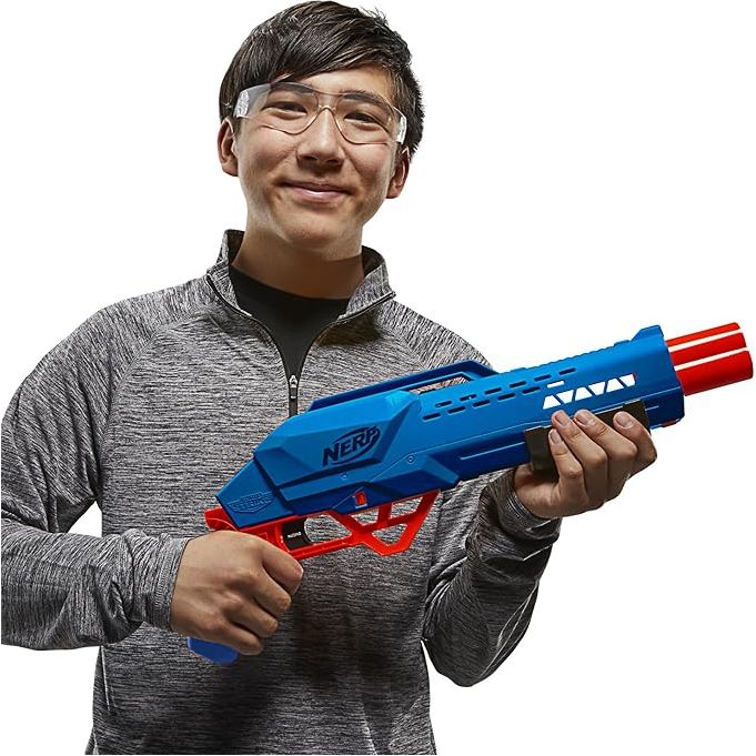 Nerf Alpha Strike Big Cat DB-2 Blaster, doble cañón, dispara 2 dardos seguidos, incluye 8 dardos oficiales Nerf Elite