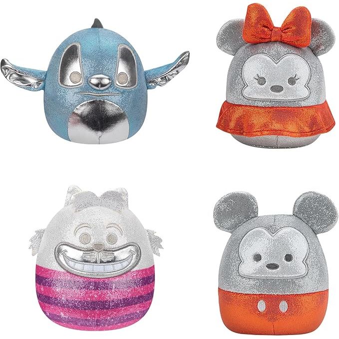 Set de 4 Squishmallows Disney 100 Años – Peluches Suaves de 12 cm en Caja de Colección – Edición Aniversario