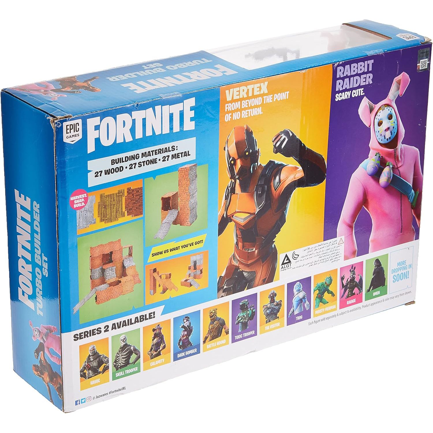 Fortnite Turbo Builder Set de 2 Figuras - Rabbit Raider y Vetex - caja algo dañada