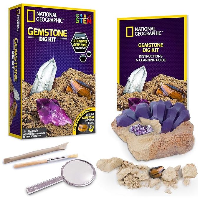 National Geographic Kit de excavación de piedras preciosas - caja algo dañada