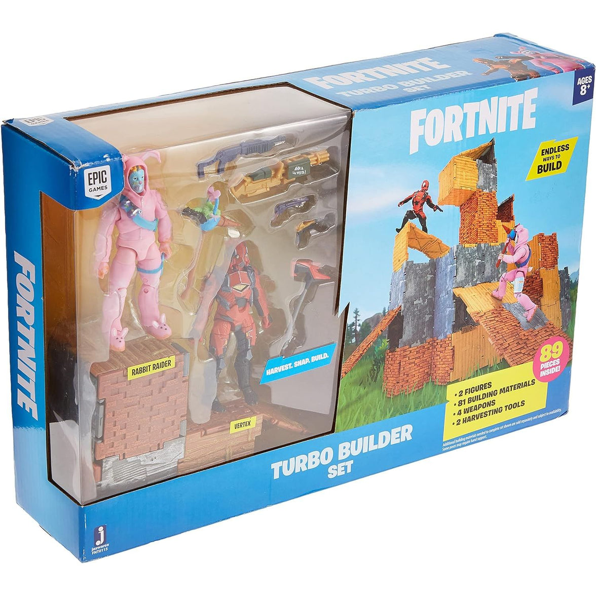 Fortnite Turbo Builder Set de 2 Figuras - Rabbit Raider y Vetex - caja algo dañada