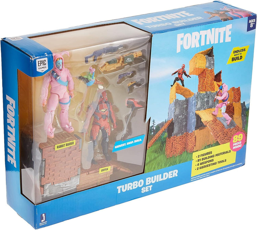 Fortnite Turbo Builder Set de 2 Figuras - Rabbit Raider y Vetex - caja algo dañada
