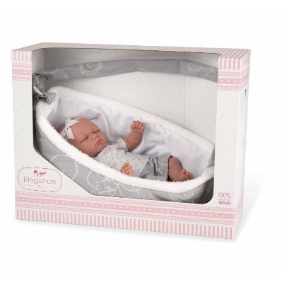 Muñeca Arias Elegance Noa con Portabebé y Sonido Ref. 50272 – Muñeca Bebé de 33 cm con Accesorios | Fabricada en España