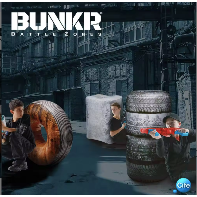 Pack Bunkr – Surtido Battle Zone | Set de Batalla Nerf con Obstáculos Inflables | Juego de Acción y Estrategia para Niños