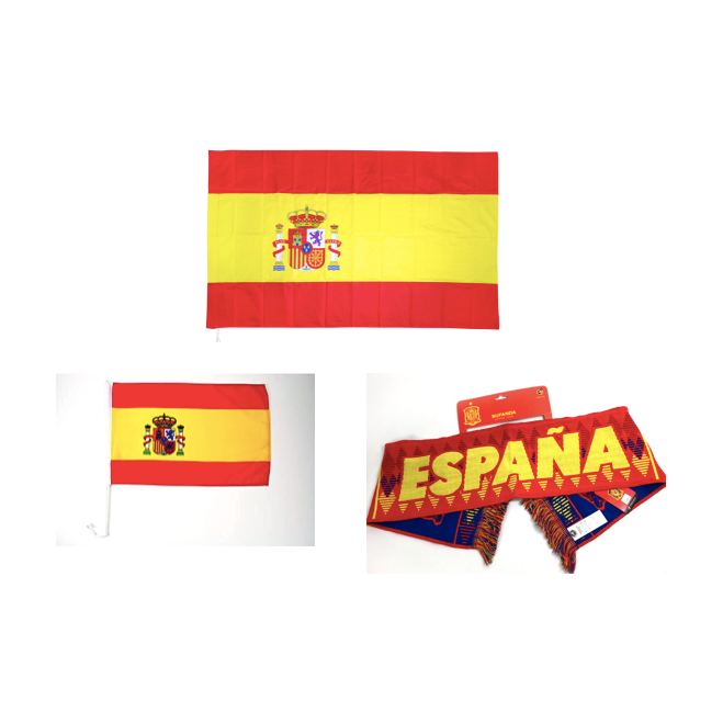 Pack de Bandera Grande + Bufanda + Bandera para Coche | Set Completo para Animar y Celebrar | Ideal para Fiestas, Eventos Deportivos y Desfiles