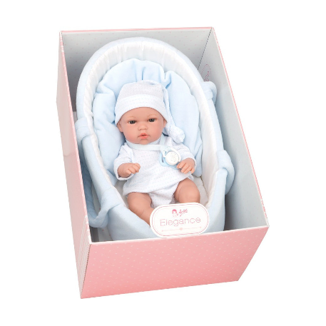 Muñeco Elegance Natal 33cm con Capazo Azul. Arias 60651