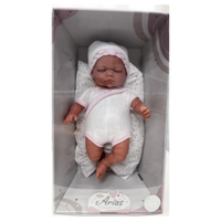 Muñeco Bebé Arias con Bodie Blanco Ref. 60168 – Muñeca Reborn de 30 cm con Ropa y Accesorios | Fabricada en España