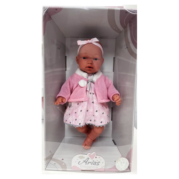 Muñeca Arias Elegance Rosa Ref. 60609 – Muñeca Bebé de 42 cm con Ropa y Complementos | Fabricada en España