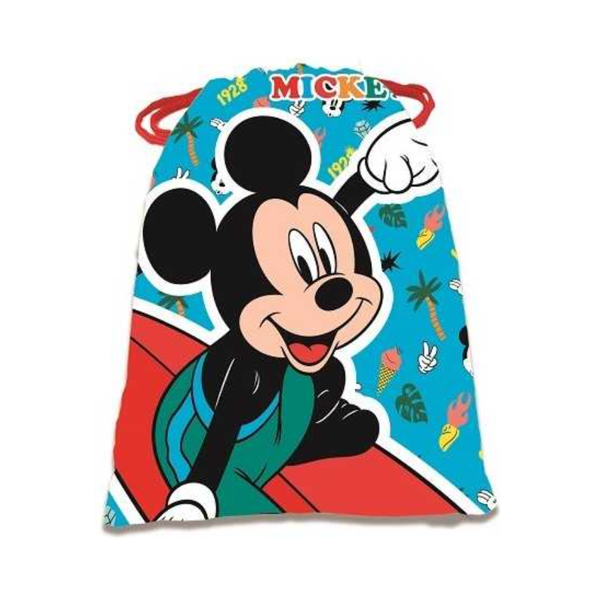 Saquito Merendero Mickey Surf 24X20Cm Material Escolar, Para Niños y Niñas Colegio