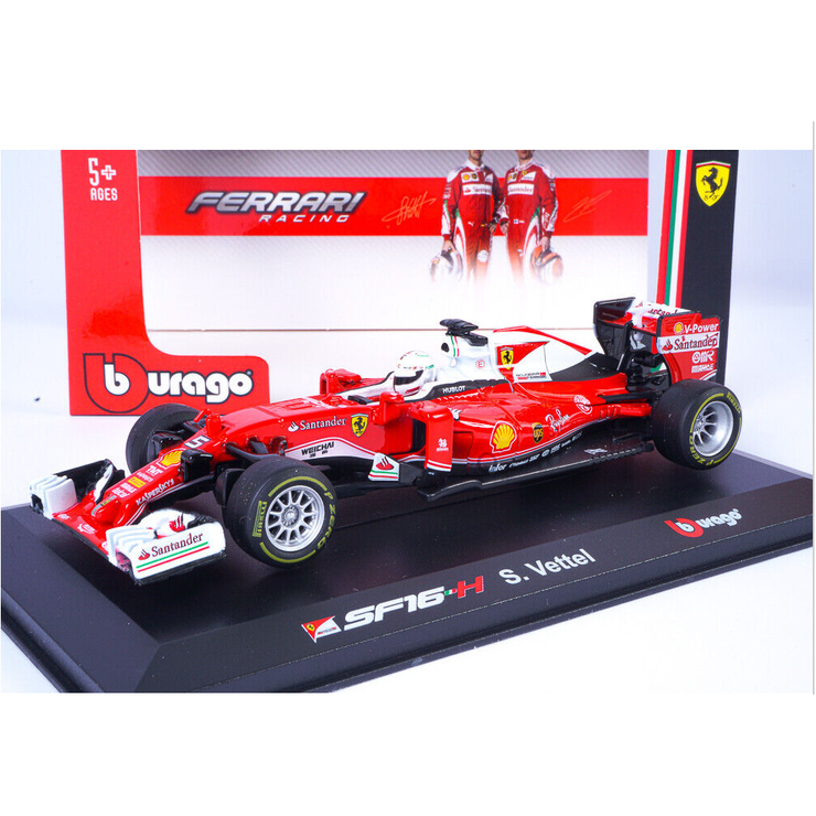 Bburago Ferrari SF16-H 1/32 Sebastian Vettel | Coche de Colección Oficial Ferrari Die-Cast