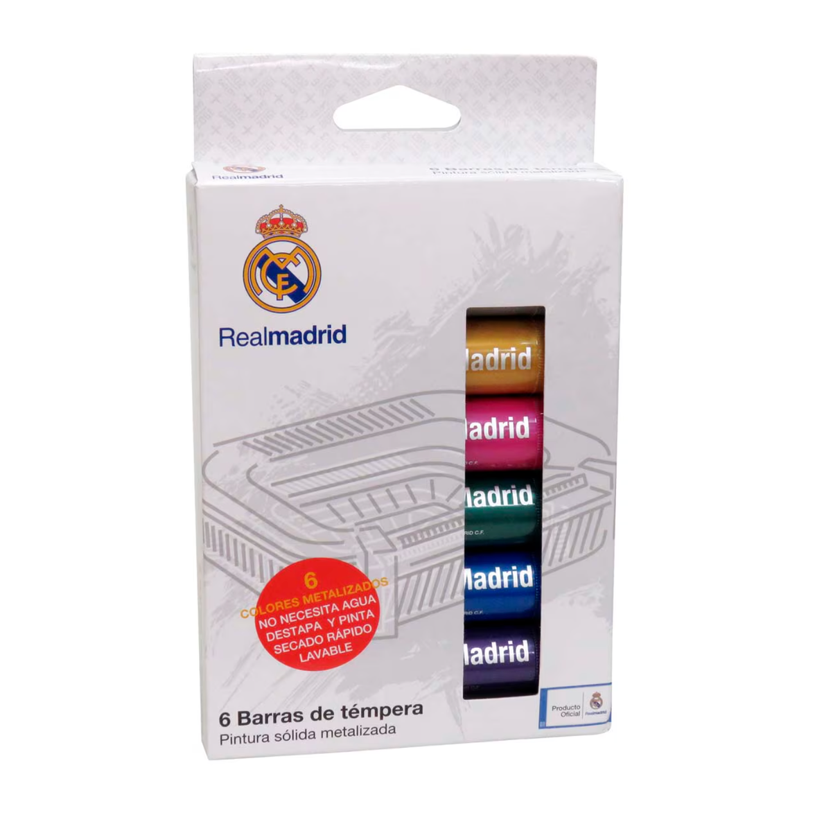 Set de 6 Barras de Témpera de Colores metálicos Real Madrid