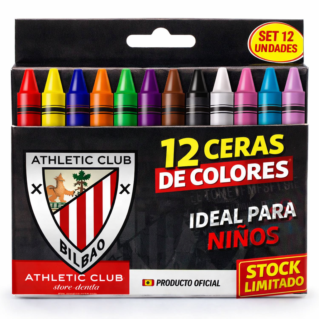 12 pinturas de colores Athletic Club Bilbao oficiales | Lápices de colores escolares