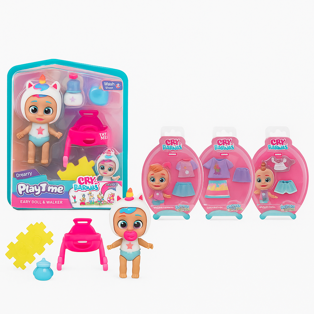 Bebés Llorones Playtime – Andador Interactivo de Dreamy+1traje gratis para vestir a tu bebe | Correpasillos con Luces y Sonidos | Juguete Educativo para Bebés