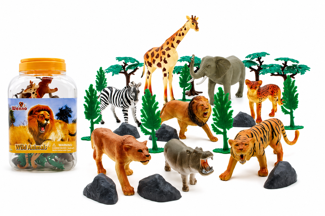 Set de Animales Salvajes en Bote | Figuras Safari con Accesorios