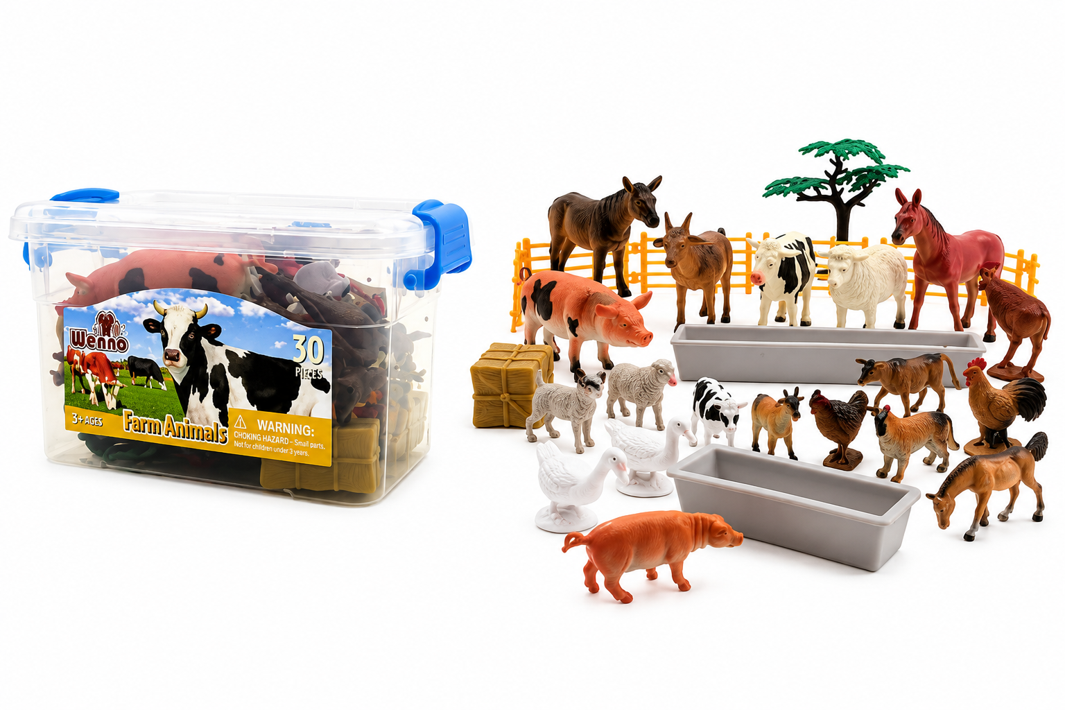 Set de Animales de Granja 30 Piezas | Figuras de Granja con Accesorios y Caja Organizadora