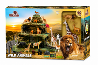 Set de Animales Salvajes con Volcán 40 Piezas | Juego Safari con Figuras y Accesorios