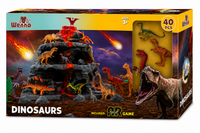 Set de Dinosaurios con Volcán 40 Piezas | Juego Prehistórico con Figuras y Accesorios