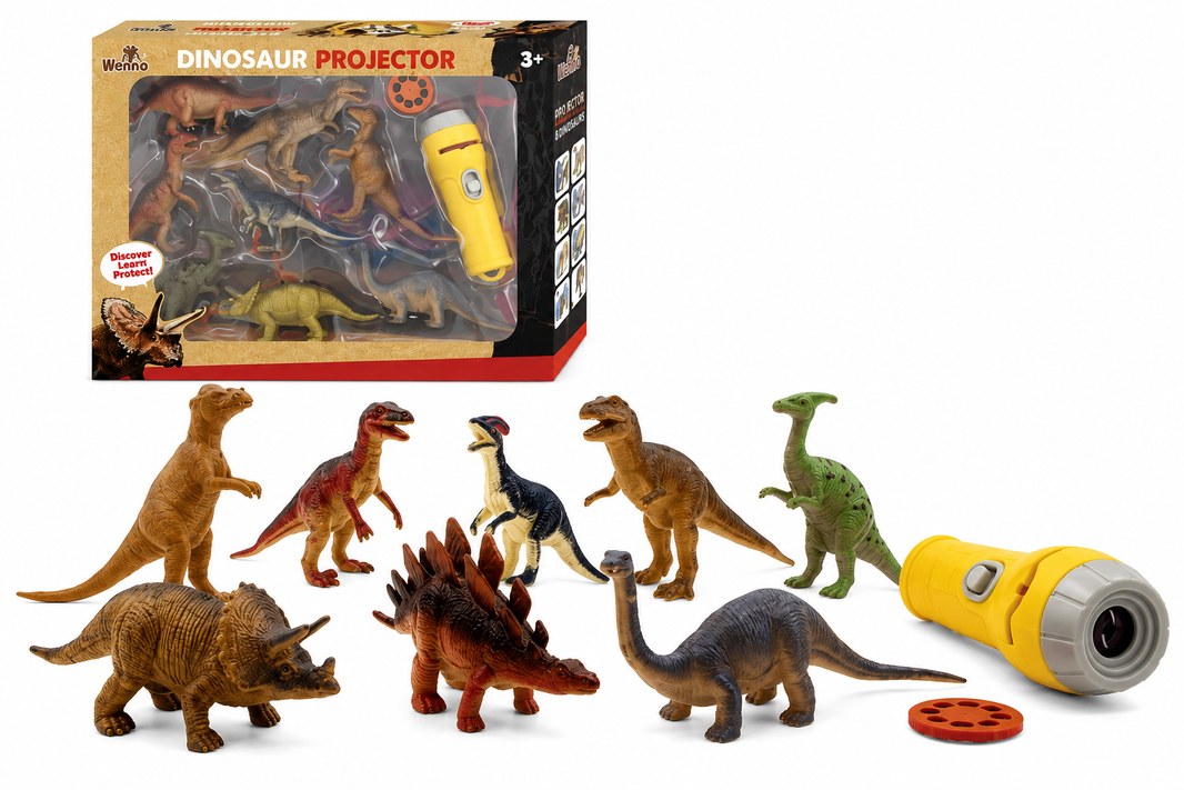 Proyector de Dinosaurios con Linterna y Figuras | Set Educativo Infantil 8 Dinosaurios