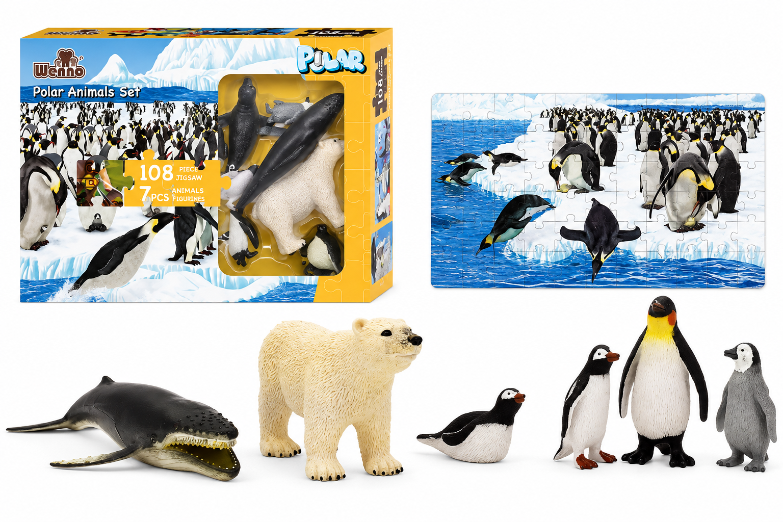 Puzzle Animales Polares 108 Piezas con 7 Figuras | Set Educativo Infantil