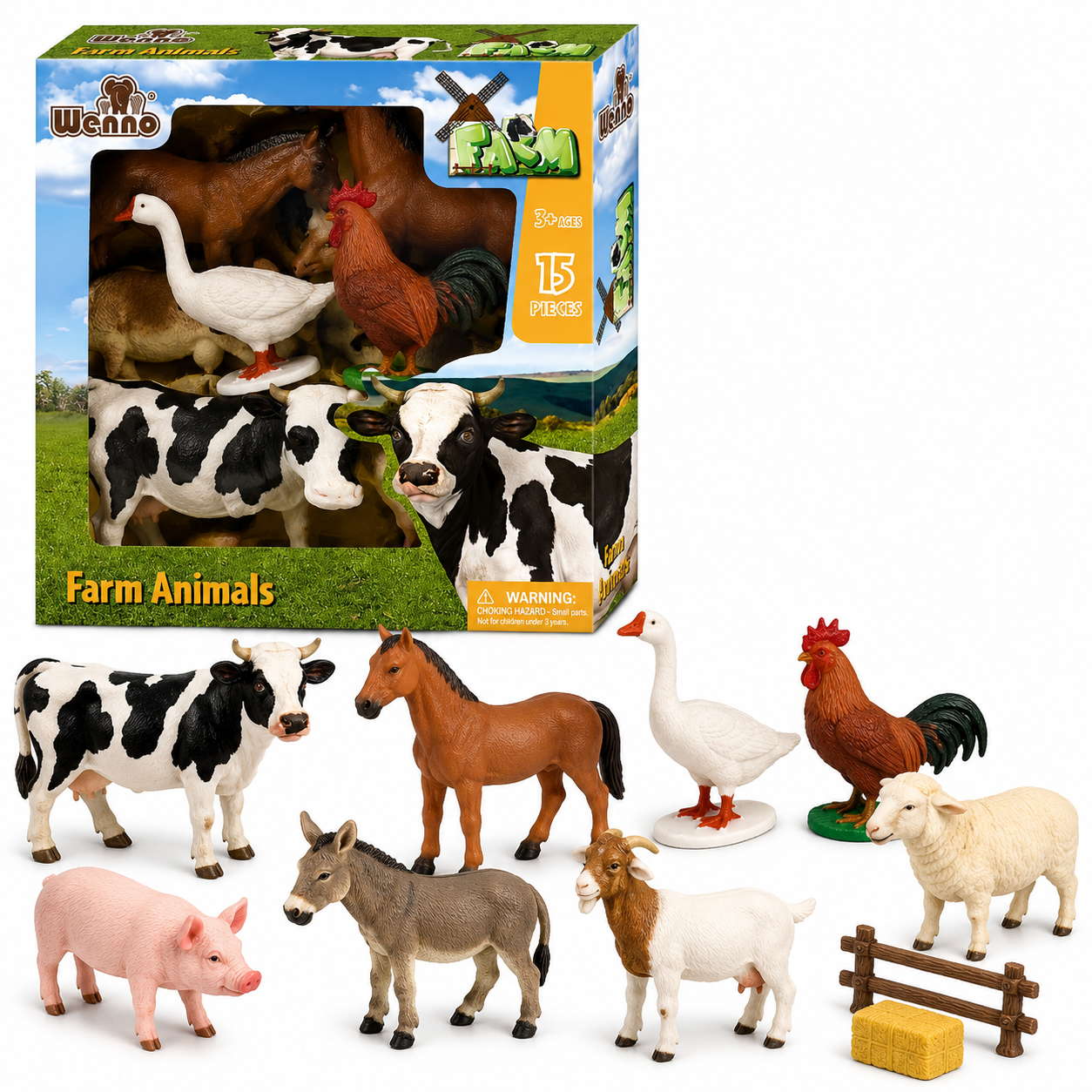Set de Animales de Granja 15 Piezas | Figuras de Granja para Niños