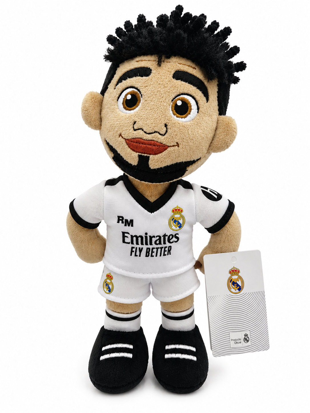 Peluche Bellingham Real Madrid 25 cm Oficial | Muñeco de Felpa con Equipación Blanca