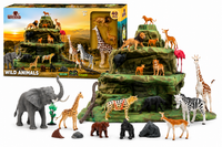 Set de Animales Salvajes con Volcán 40 Piezas | Juego Safari con Figuras y Accesorios