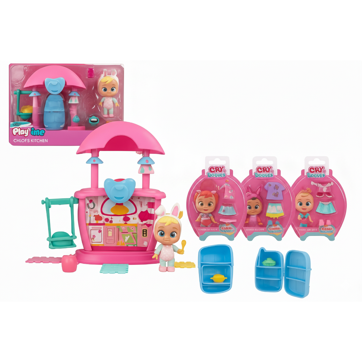 Bebés Llorones Playtime+ 1 traje regalo para vestir a tu bebe – La Cocina de Chloe | Set de Juego Infantil con Accesorios | Juguete Interactivo de Cocina
