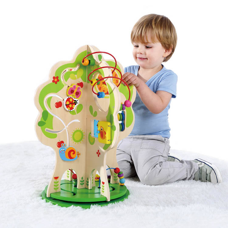 Árbol de Actividades de Madera Multicolor – Juguete Educativo de Motricidad para Niños