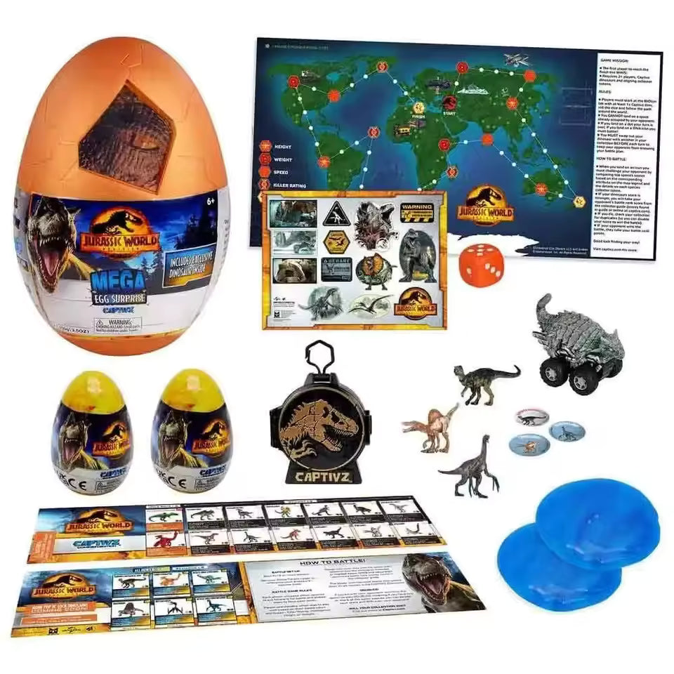 CAPTIVZ Jurassic World Mega Egg – Huevo Gigante con Dinosaurios Coleccionables y Slime
