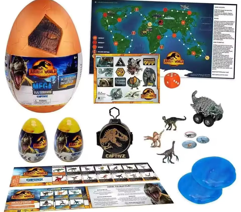 CAPTIVZ Jurassic World Mega Egg – Huevo Gigante con Dinosaurios Coleccionables y Slime