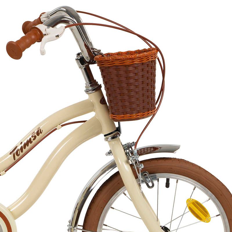 Bicicleta Infantil 16" Vintage Beige Toimsa 16231 con Cesta y Portabultos | +5 años