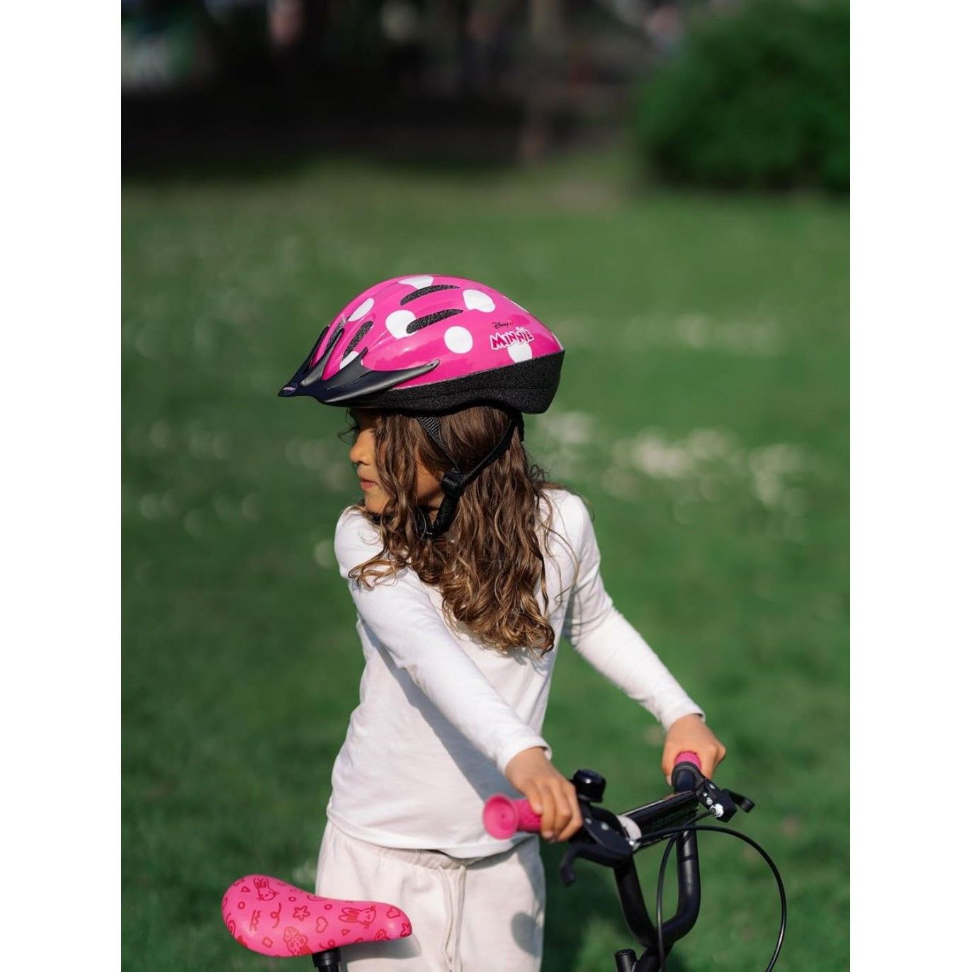 Casco Infantil Minnie Mouse Disney Huffy 01316HL Rosa Lunares | Bici y Patinete +3 años