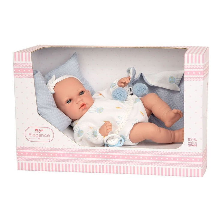 Muñeca Elegance 33 cm Natal Azul con Cojin y Mantita 60621
