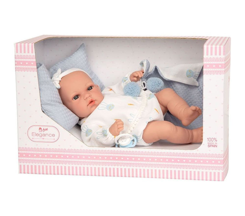 Muñeca Elegance 33 cm Natal Azul con Cojin y Mantita 60621