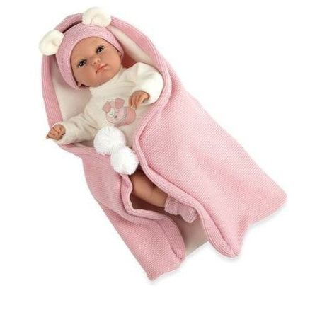 Muñeca Arias Bambola Erea con Copertina Ref. 60280 – Muñeca Bebé de 33 cm con Manta y Conjunto | Fabricada en España