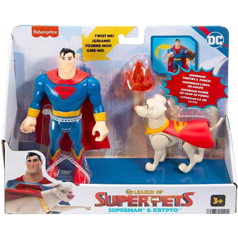 Figuras DC Liga de Super Mascotas Krypto y Superman