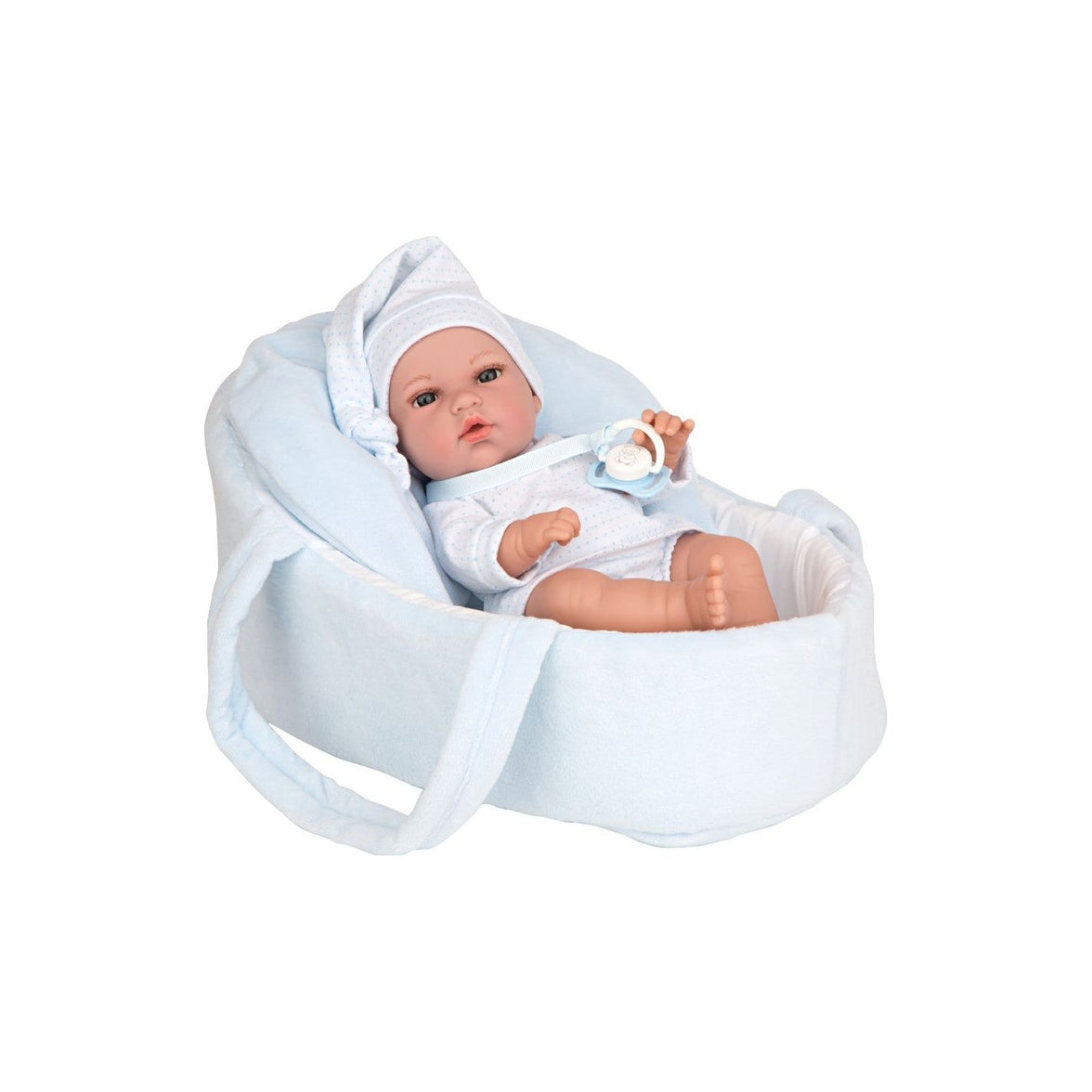 Muñeco Elegance Natal 33cm con Capazo Azul. Arias 60651