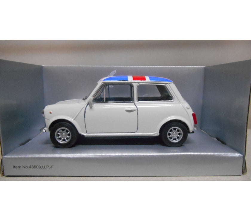 Mini Cooper 1300 Union Jack 1:34/39 WELLY. Caja algo dañada