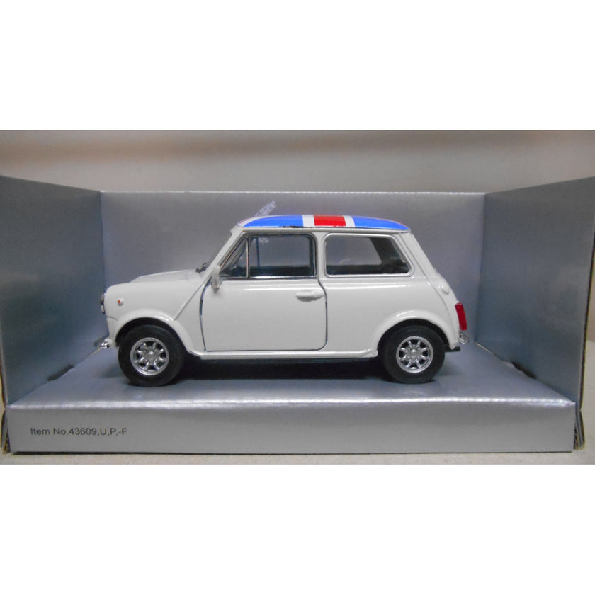 Mini Cooper 1300 Union Jack 1:34/39 WELLY. Caja algo dañada