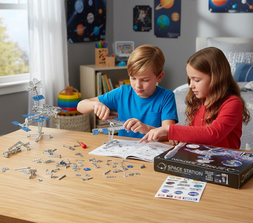 Kit de Construcción de Metal – Estación Espacial NASA | Maqueta 3D para Montar | Puzzle Mecánico Educativo para Adultos y Niños +14 Años