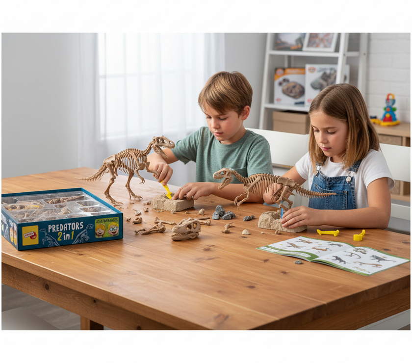 I’m a Genius Science – Dinosaurios Depredadores 2 en 1 | Juego Educativo Científico con Excavación y Reconstrucción de Dinosaurios | Juguete Infantil +7 Años