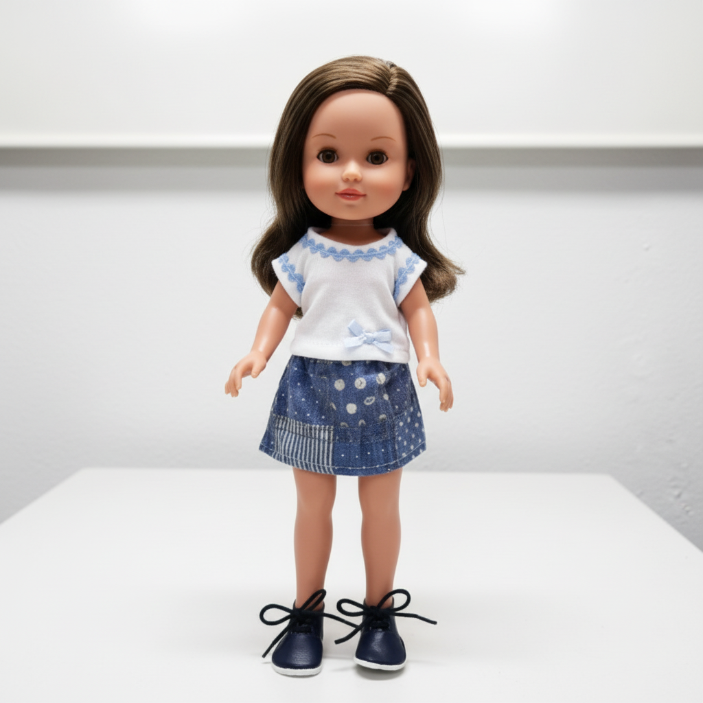 Muñeca Arias Elegance Lucía Ref. 60656-5 – Muñeca Bebé de 38 cm con Camiseta Blanca y Complementos | Fabricada en España