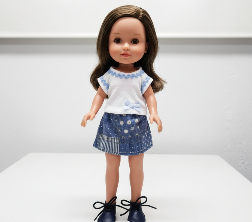Muñeca Arias Elegance Lucía Ref. 60656-5 – Muñeca Bebé de 38 cm con Camiseta Blanca y Complementos | Fabricada en España